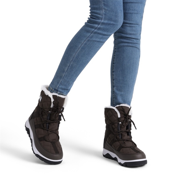 Rubber Faux Fur Lined Waterproof Snow Boots - BROWN - 1